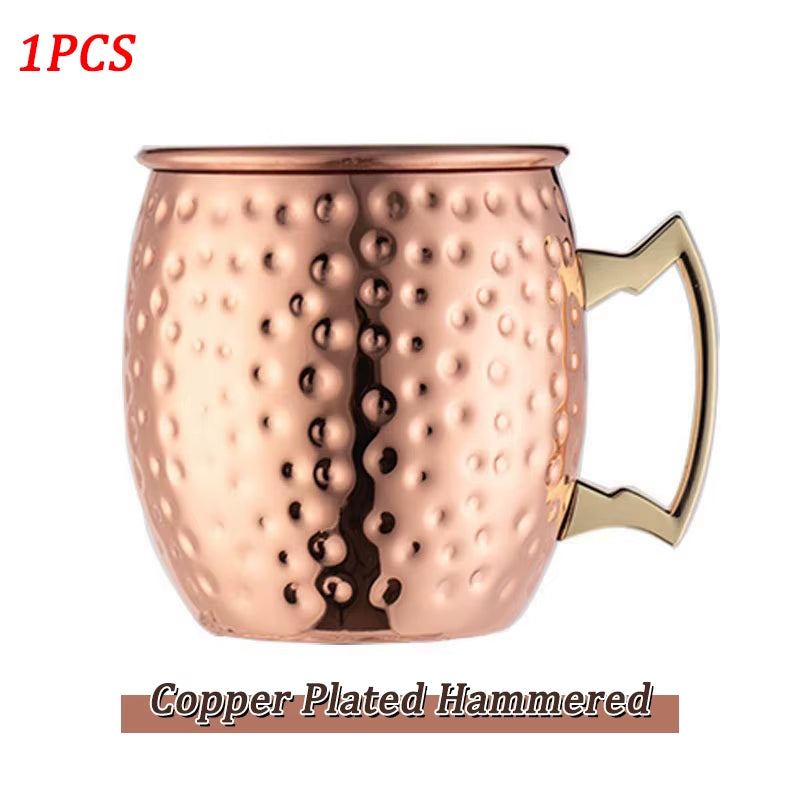 Elegant Moscow Mule Stainless Steel Mugs - Perfect Copper Plated Hammered Cups for Cocktails, Beer, and Wine at Your Next Party!