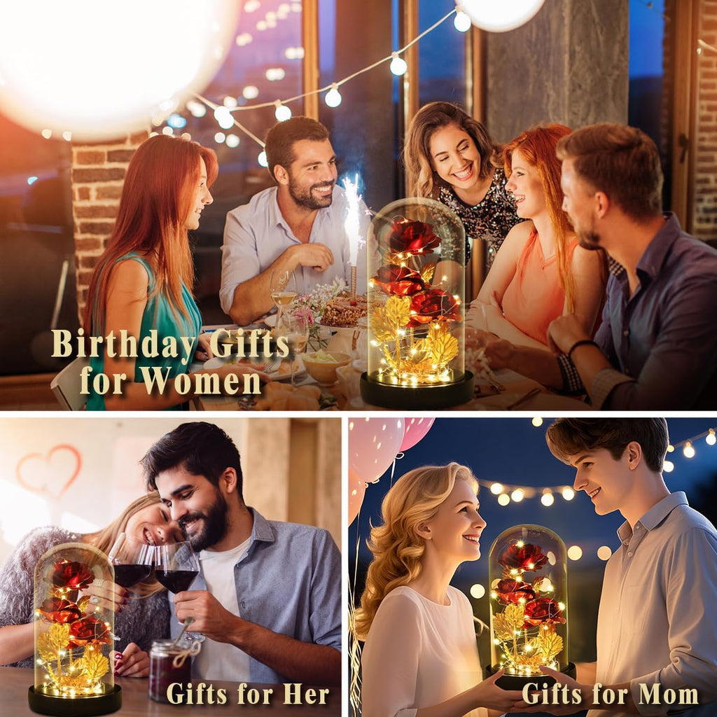 Enchanting Galaxy Flower Rose in Glass Dome - A Timeless Gift of Love with Dual Light Modes for Valentine's Day, Anniversaries, and Birthdays