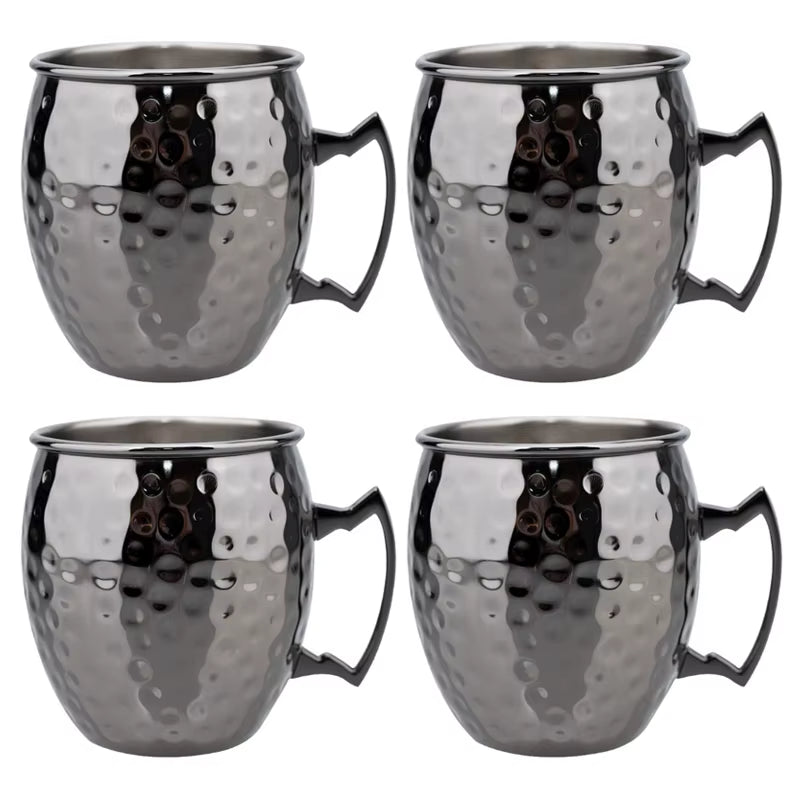 Elegant Moscow Mule Stainless Steel Mugs - Perfect Copper Plated Hammered Cups for Cocktails, Beer, and Wine at Your Next Party!