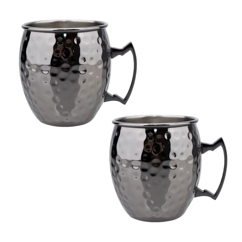 Elegant Moscow Mule Stainless Steel Mugs - Perfect Copper Plated Hammered Cups for Cocktails, Beer, and Wine at Your Next Party!