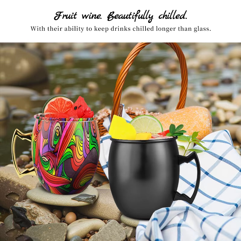 Elegant Moscow Mule Stainless Steel Mugs - Perfect Copper Plated Hammered Cups for Cocktails, Beer, and Wine at Your Next Party!