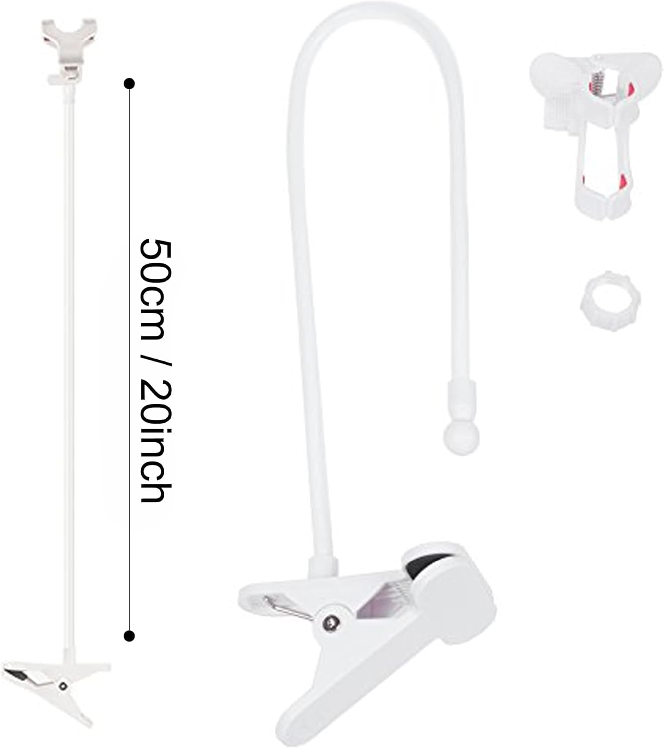 Cell Phone Holder,Universal Bedside Phone Stand,Lazy Bracket,Flexible Long Arms Clip Mount for Iphone X Samsung Galaxy in Bedroom Office Desk-White