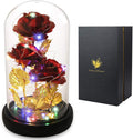 Enchanting Galaxy Flower Rose in Glass Dome - A Timeless Gift of Love with Dual Light Modes for Valentine's Day, Anniversaries, and Birthdays