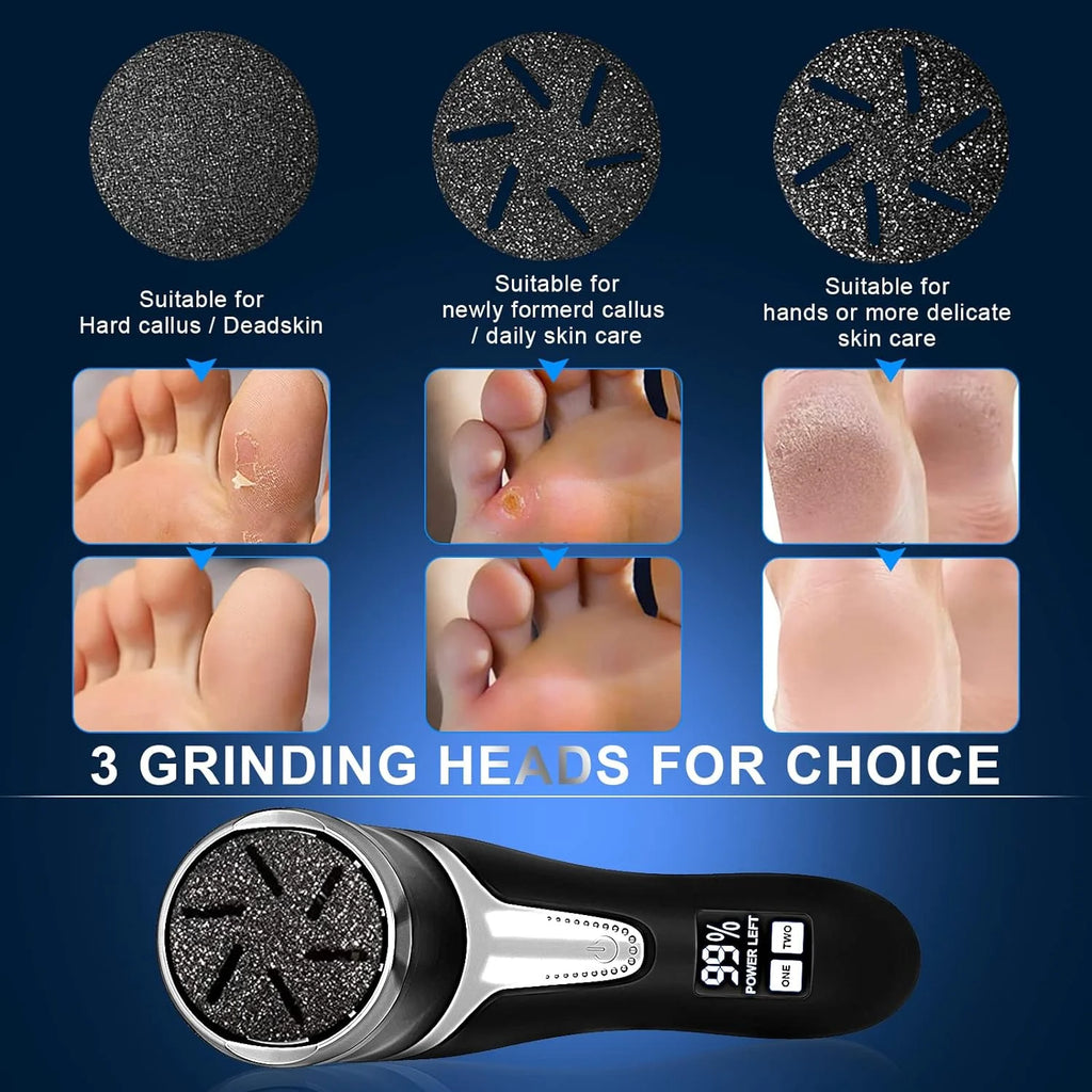 Electric Foot Callus Remover, Rechargeable & Portable Electronic Foot File Pedicure Tools, Waterproof Foot Scrubber File, Electric Callus Remover Kit(Black)