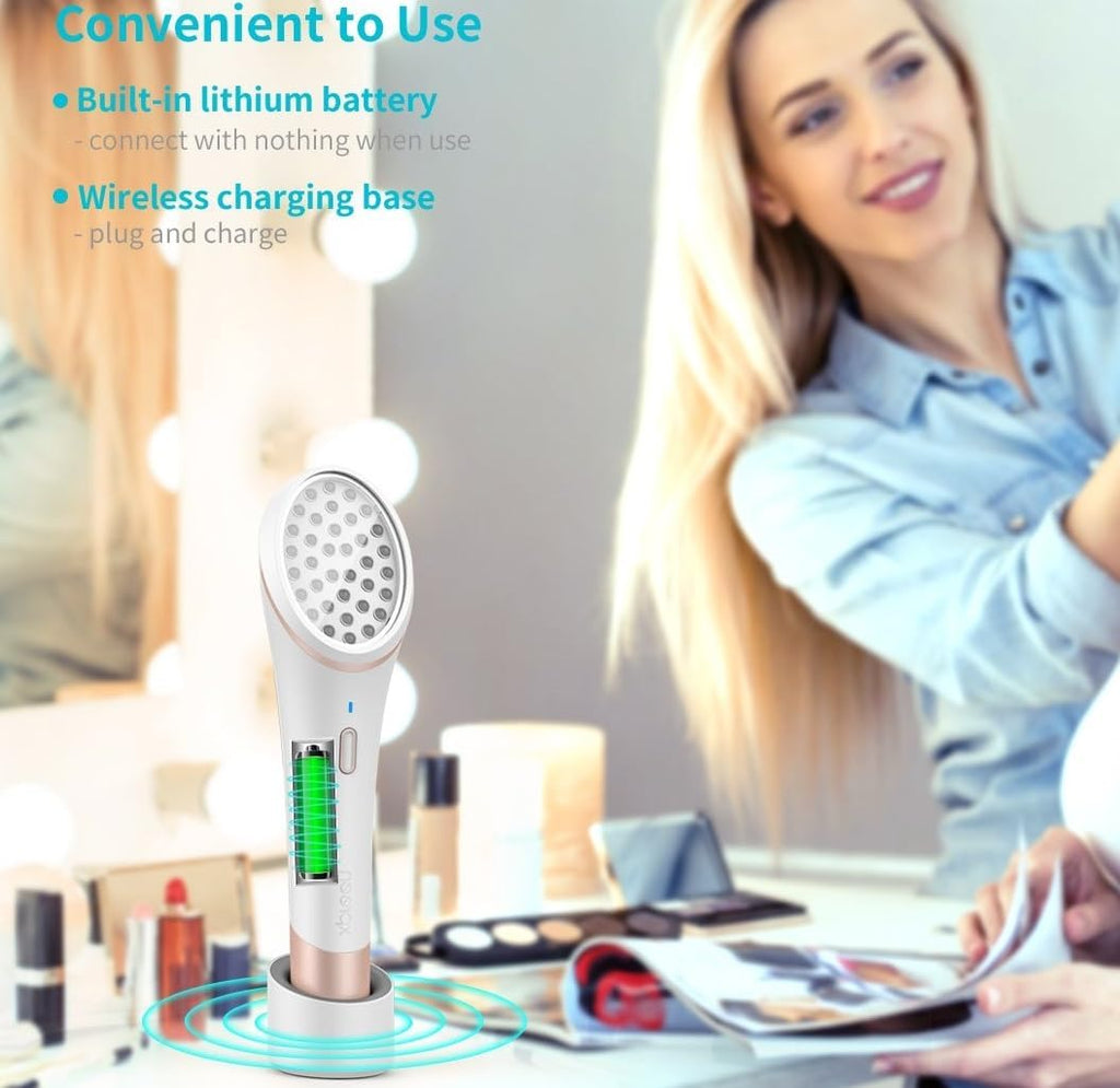 Lyte Wireless DUO Red & Blue LED Light Therapy for Face Includes Hyaluronic Serum Automatic Red and Blue LED Light Therapy Anti-Aging Wrinkle Reduction Device, White