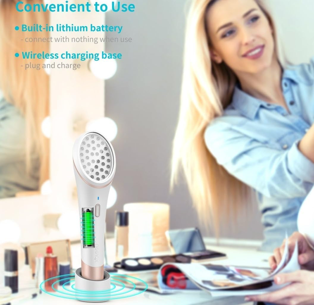 Lyte Wireless DUO Red & Blue LED Light Therapy for Face Includes Hyaluronic Serum Automatic Red and Blue LED Light Therapy Anti-Aging Wrinkle Reduction Device, White