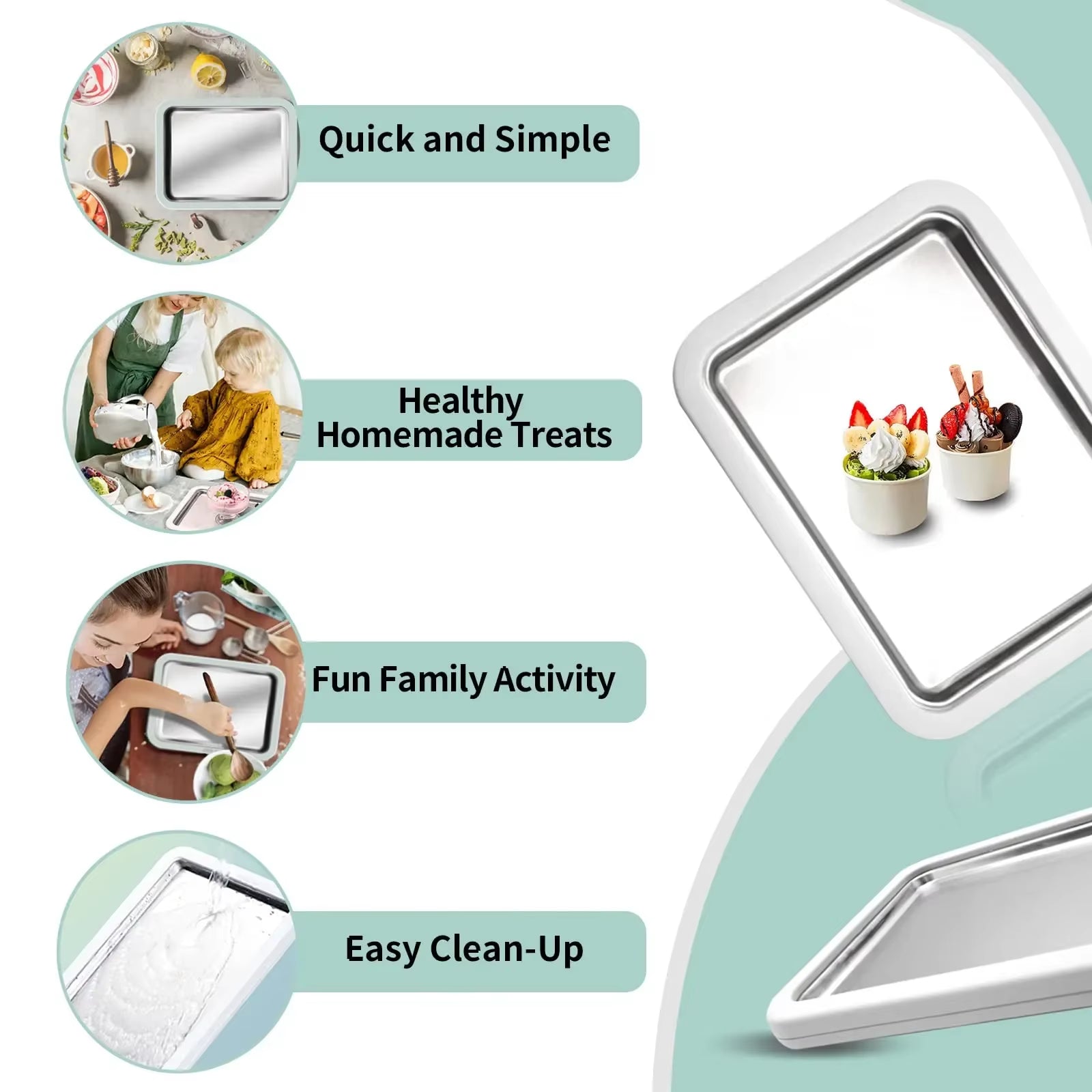 Multifunctional Rolled Ice Cream Maker Cold Sweet Fried Ice Pan DIY Household Frozen Yogurt Maker for Homemade Stir Fry Ice Tray