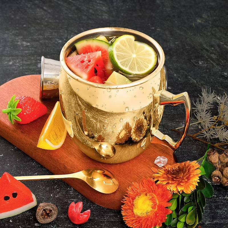 Elegant Moscow Mule Stainless Steel Mugs - Perfect Copper Plated Hammered Cups for Cocktails, Beer, and Wine at Your Next Party!