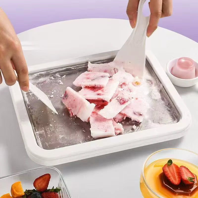 Multifunctional Rolled Ice Cream Maker Cold Sweet Fried Ice Pan DIY Household Frozen Yogurt Maker for Homemade Stir Fry Ice Tray
