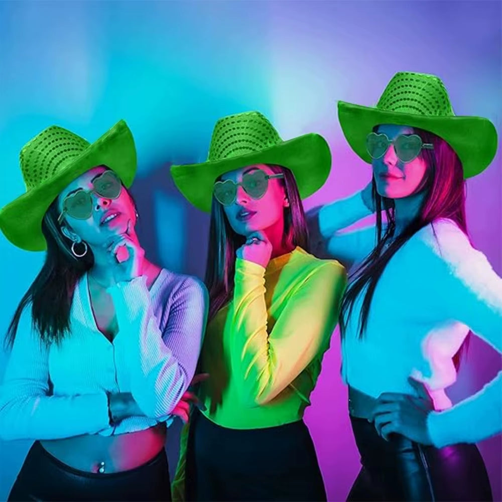 Wireless Disco Luminous Led Bride Cowgirl Hat Glowing Light Bar Cap Bachelorette Party Supplies Flashing Neon Western Cowboy Hat