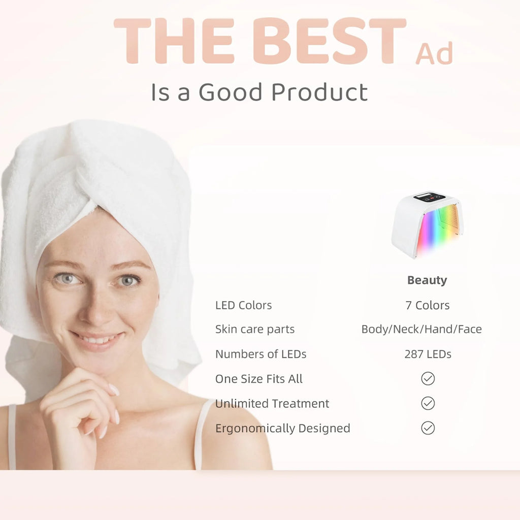 Red Light Therapy for Face, 7 in 1 Colors LED Face Mask Skin Care Tool
