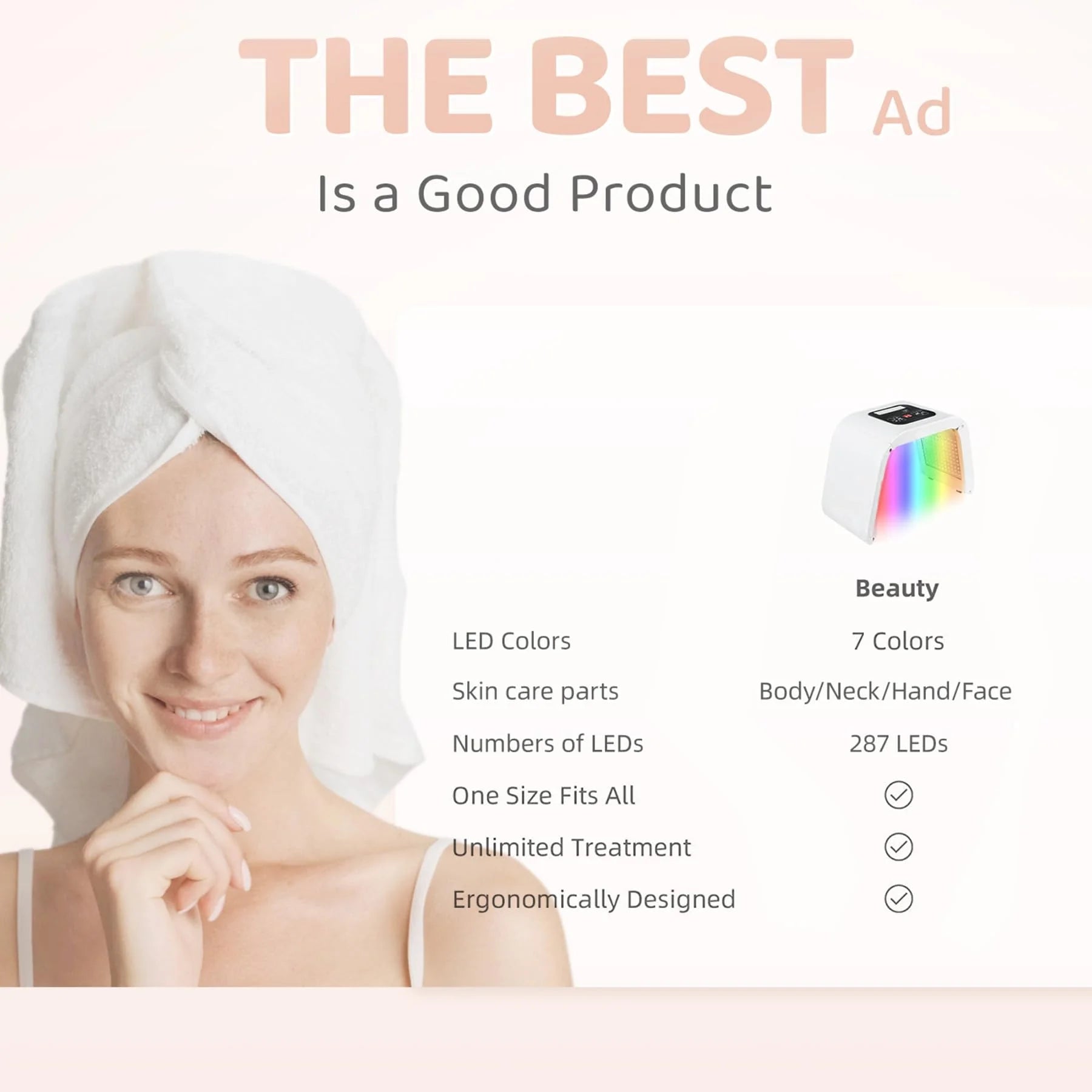 Red Light Therapy for Face, 7 in 1 Colors LED Face Mask Skin Care Tool