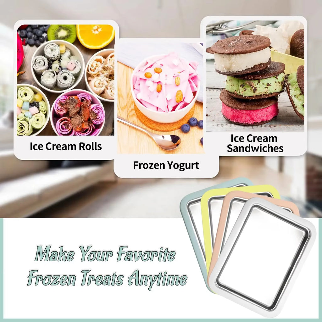 Multifunctional Rolled Ice Cream Maker Cold Sweet Fried Ice Pan DIY Household Frozen Yogurt Maker for Homemade Stir Fry Ice Tray
