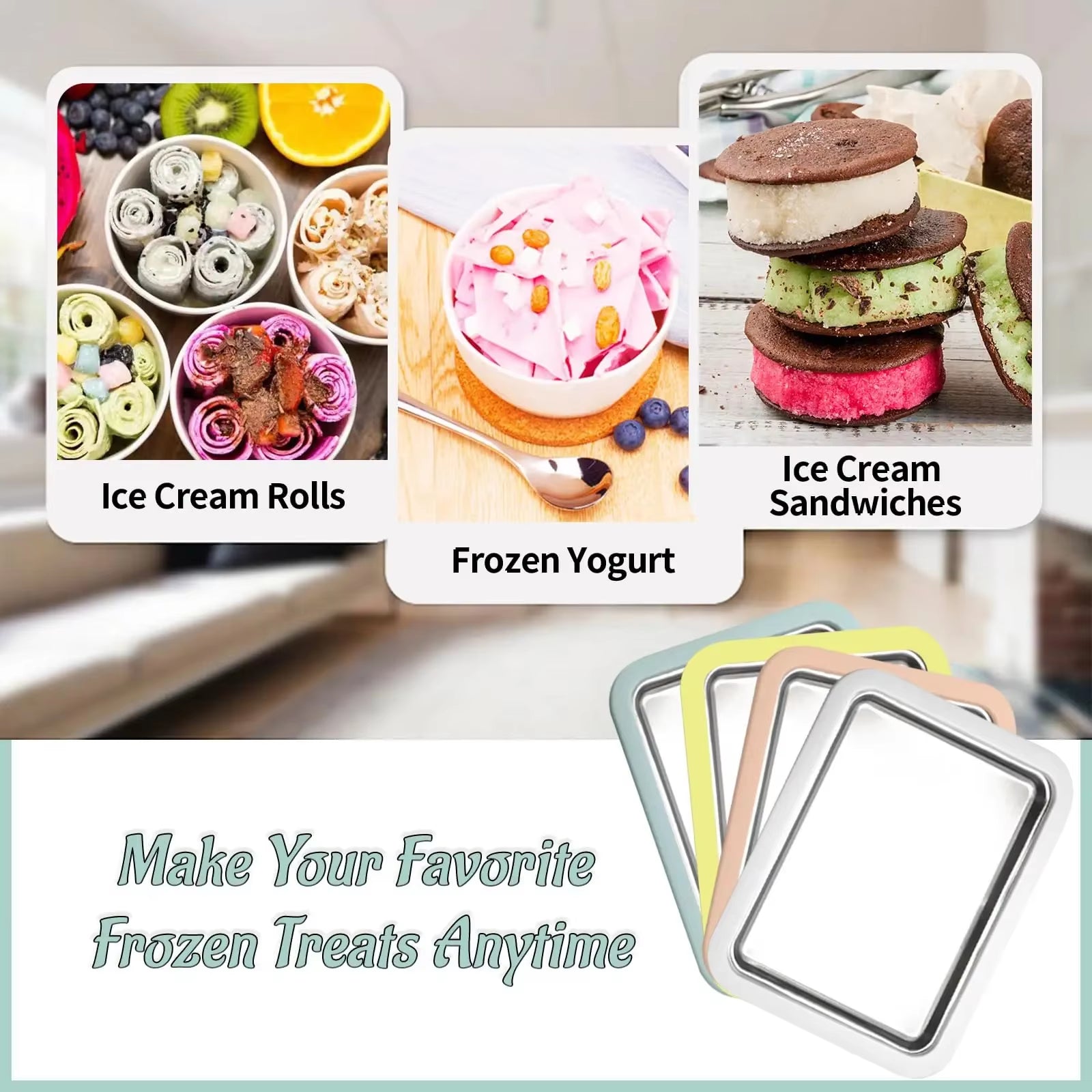 Multifunctional Rolled Ice Cream Maker Cold Sweet Fried Ice Pan DIY Household Frozen Yogurt Maker for Homemade Stir Fry Ice Tray