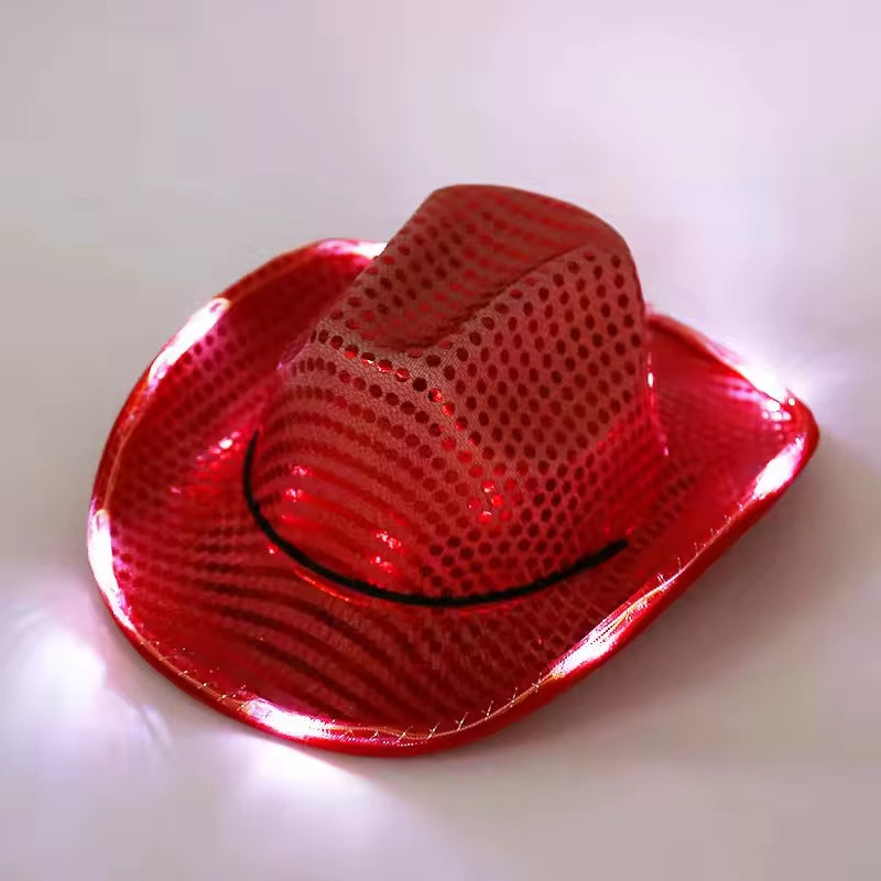 Wireless Disco Luminous Led Bride Cowgirl Hat Glowing Light Bar Cap Bachelorette Party Supplies Flashing Neon Western Cowboy Hat