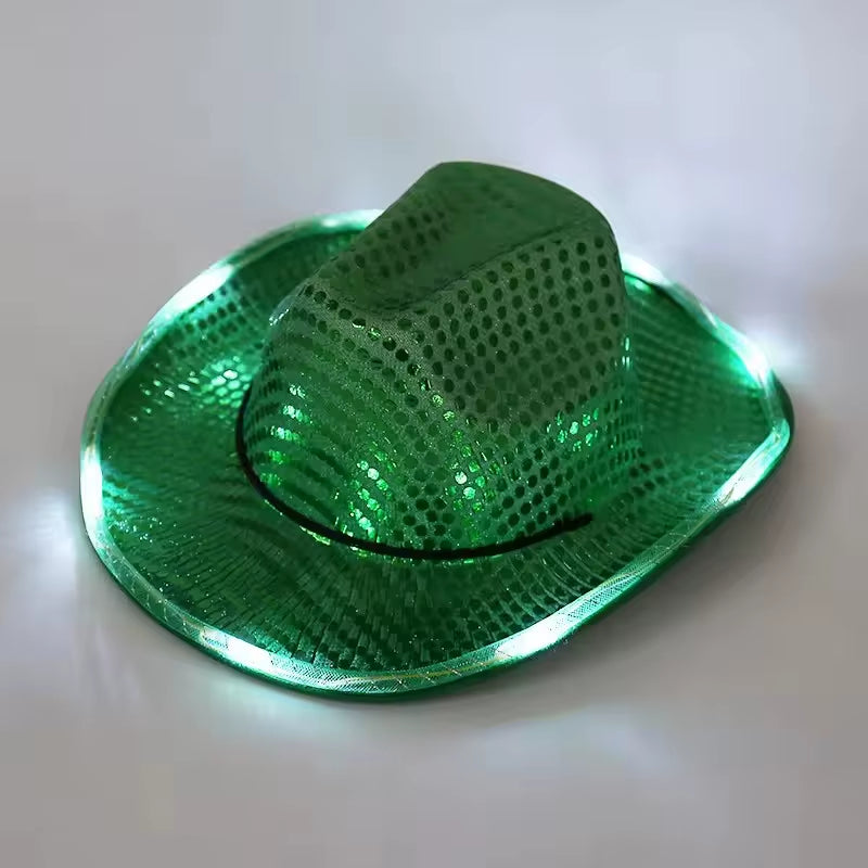 Wireless Disco Luminous Led Bride Cowgirl Hat Glowing Light Bar Cap Bachelorette Party Supplies Flashing Neon Western Cowboy Hat