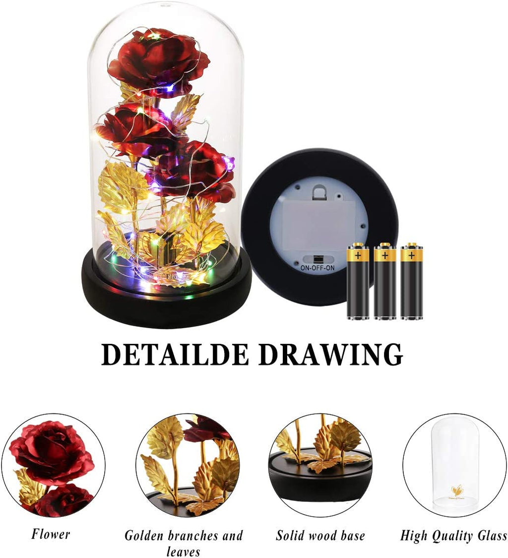 Enchanting Galaxy Flower Rose in Glass Dome - A Timeless Gift of Love with Dual Light Modes for Valentine's Day, Anniversaries, and Birthdays