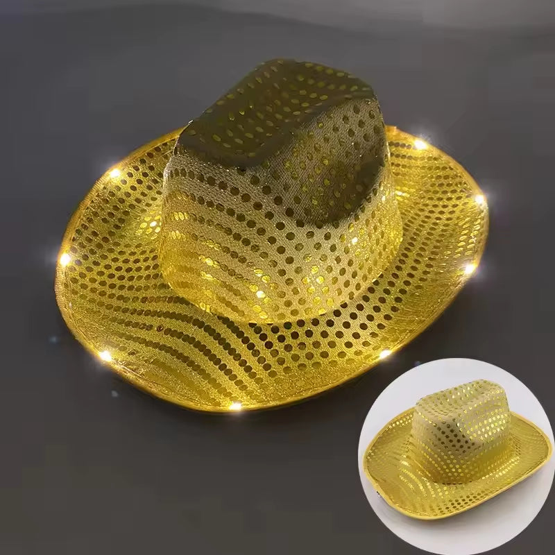 Wireless Disco Luminous Led Bride Cowgirl Hat Glowing Light Bar Cap Bachelorette Party Supplies Flashing Neon Western Cowboy Hat