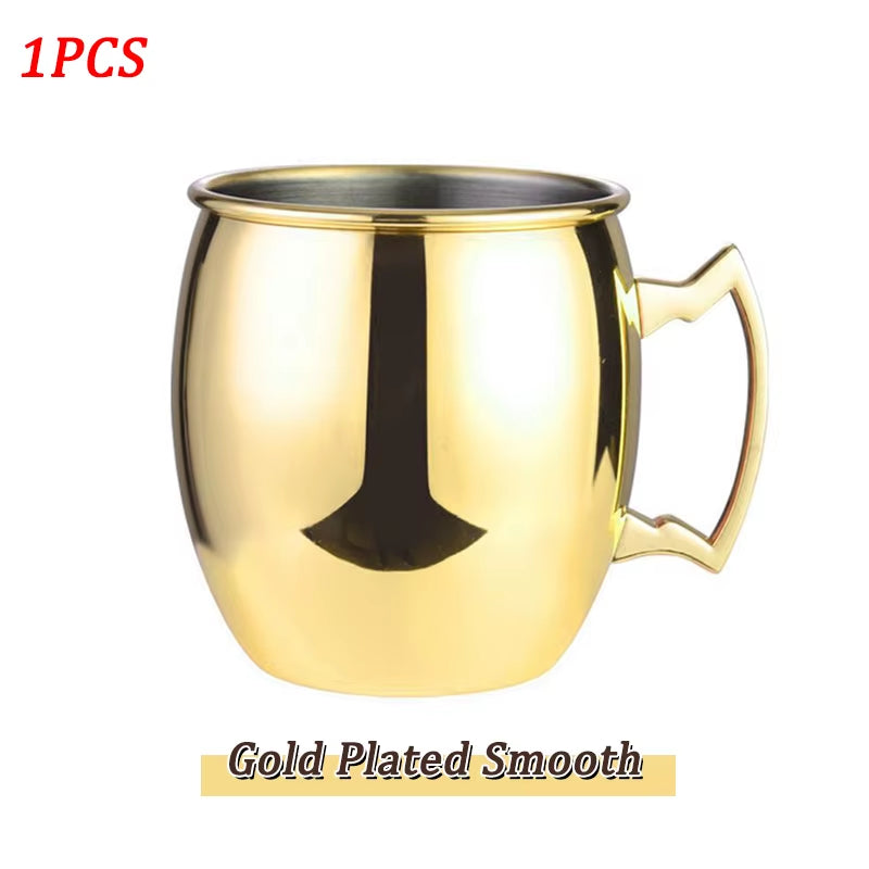 Elegant Moscow Mule Stainless Steel Mugs - Perfect Copper Plated Hammered Cups for Cocktails, Beer, and Wine at Your Next Party!
