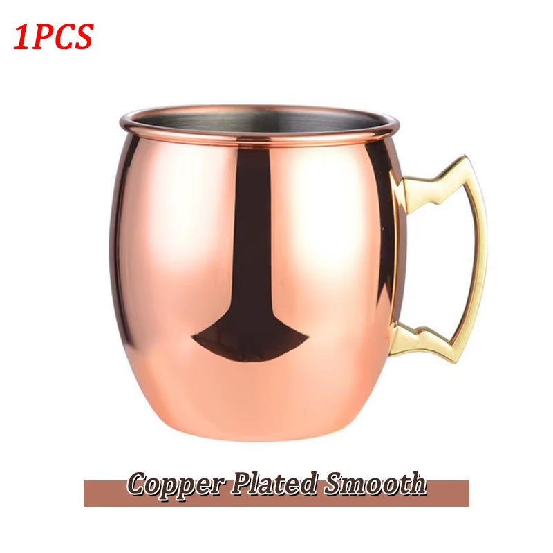 Elegant Moscow Mule Stainless Steel Mugs - Perfect Copper Plated Hammered Cups for Cocktails, Beer, and Wine at Your Next Party!