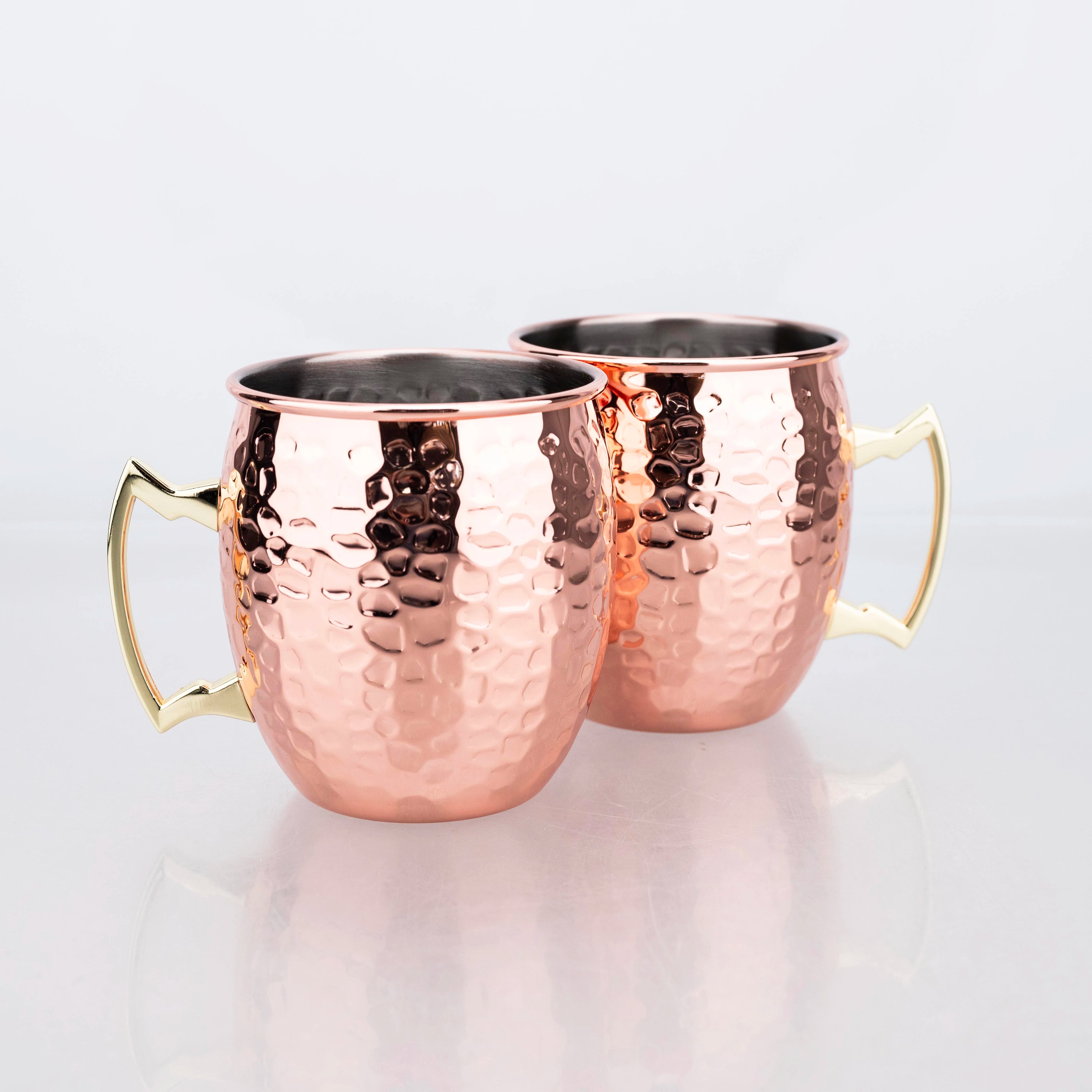 Elegant Moscow Mule Stainless Steel Mugs - Perfect Copper Plated Hammered Cups for Cocktails, Beer, and Wine at Your Next Party!