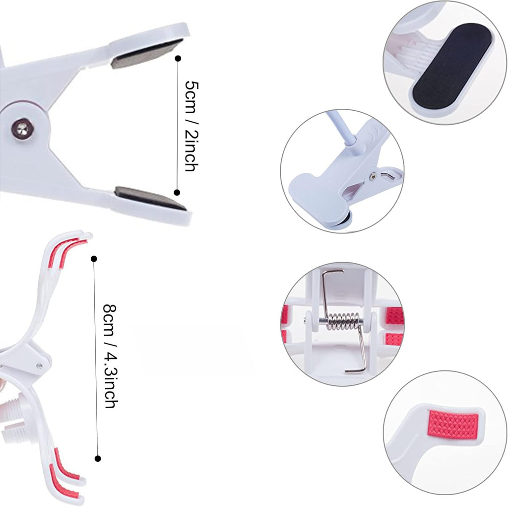 Cell Phone Holder,Universal Bedside Phone Stand,Lazy Bracket,Flexible Long Arms Clip Mount for Iphone X Samsung Galaxy in Bedroom Office Desk-White