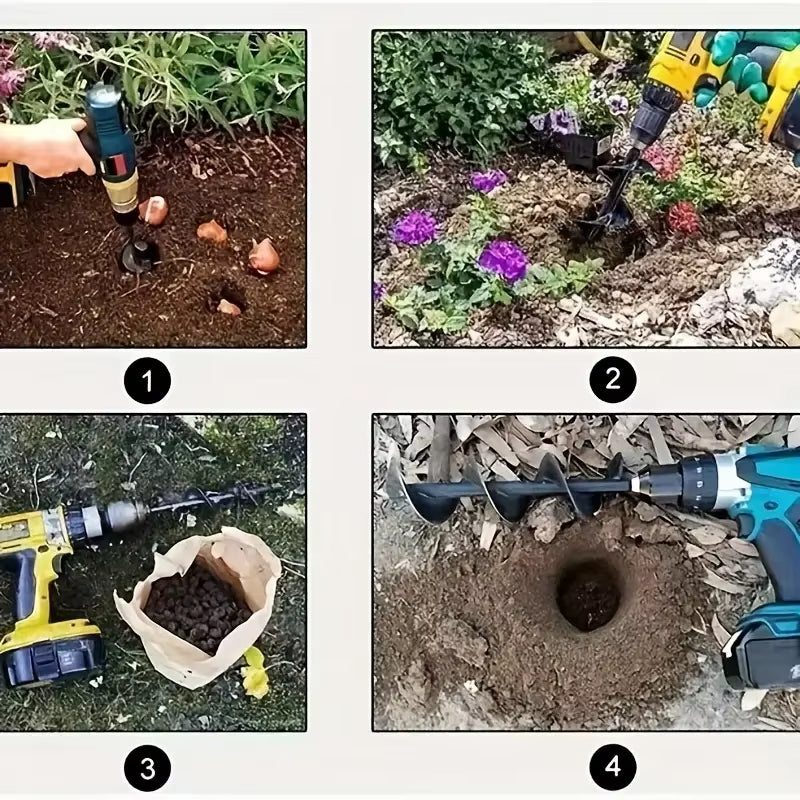 Garden Auger Bits for Planting Hexagonal Shaft Drill Bits Require No Power Solid Steel Auger for Bulb and Bedding Plant Growing