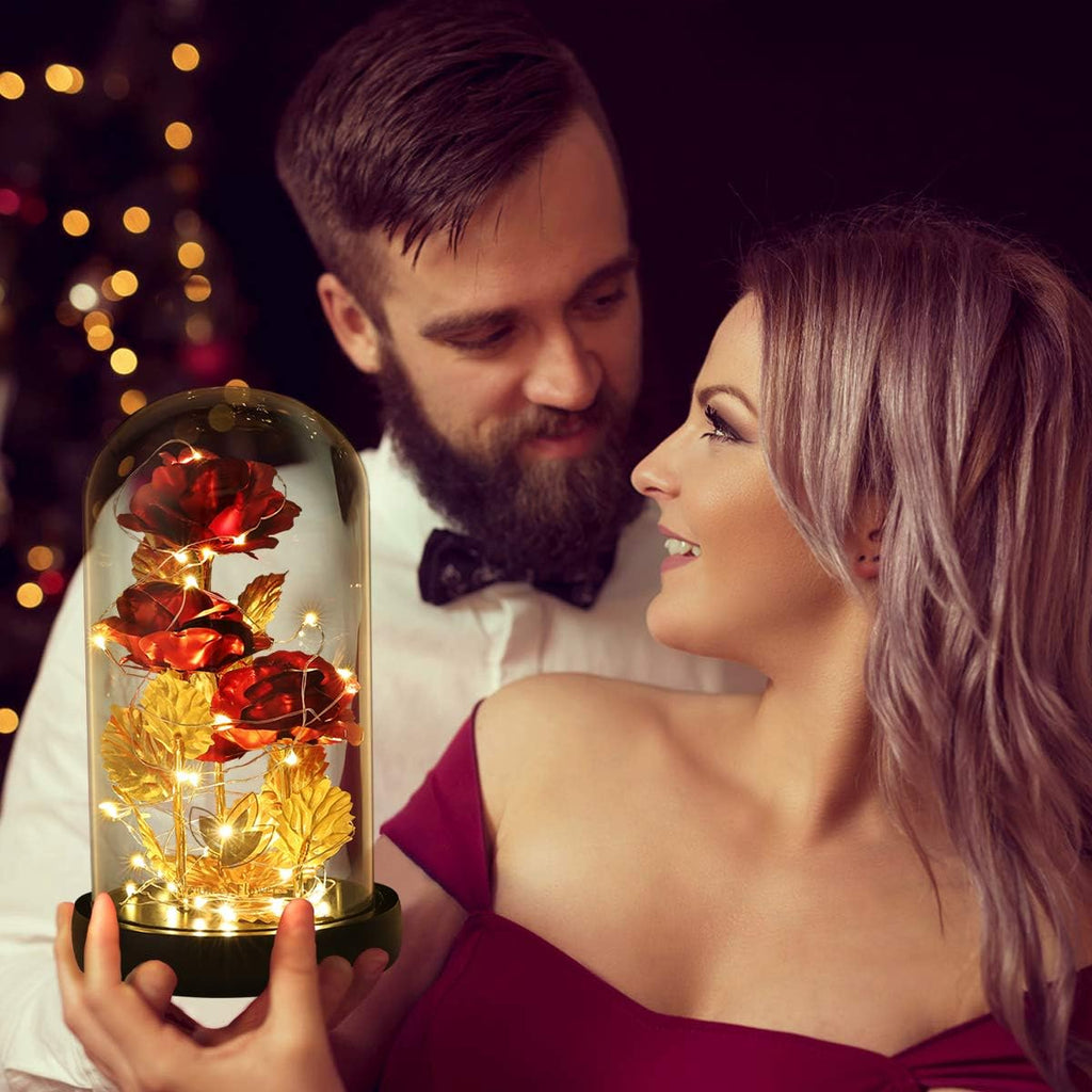 Enchanting Galaxy Flower Rose in Glass Dome - A Timeless Gift of Love with Dual Light Modes for Valentine's Day, Anniversaries, and Birthdays