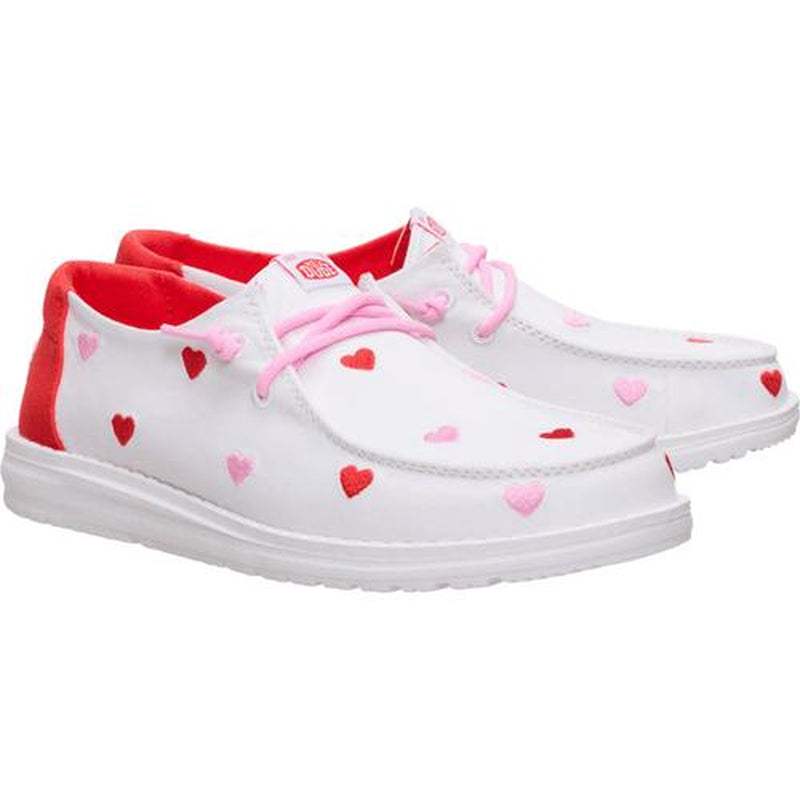 HEYDUDE Wendy Embroidered Hearts - Comfortable Slip on Shoes for Women'S Valentine'S Day