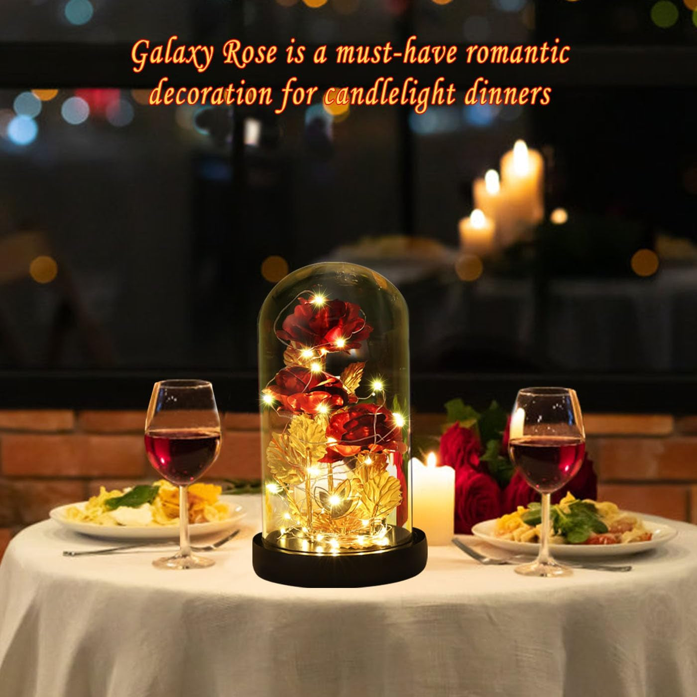 Enchanting Galaxy Flower Rose in Glass Dome - A Timeless Gift of Love with Dual Light Modes for Valentine's Day, Anniversaries, and Birthdays