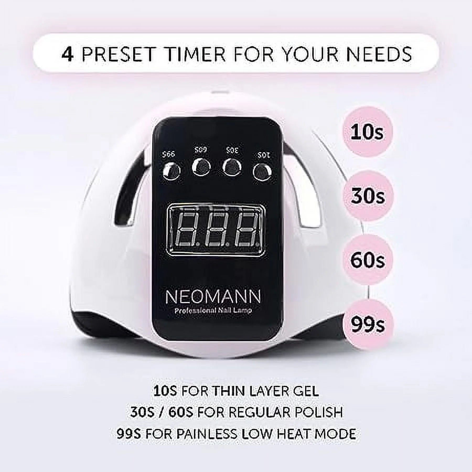 Nail Dryer UV Light, 280W Quick Dry 66 LED Nail Lamp for Gel Nails - 4 Timer Settings