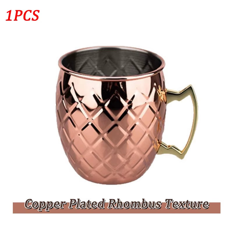 Elegant Moscow Mule Stainless Steel Mugs - Perfect Copper Plated Hammered Cups for Cocktails, Beer, and Wine at Your Next Party!