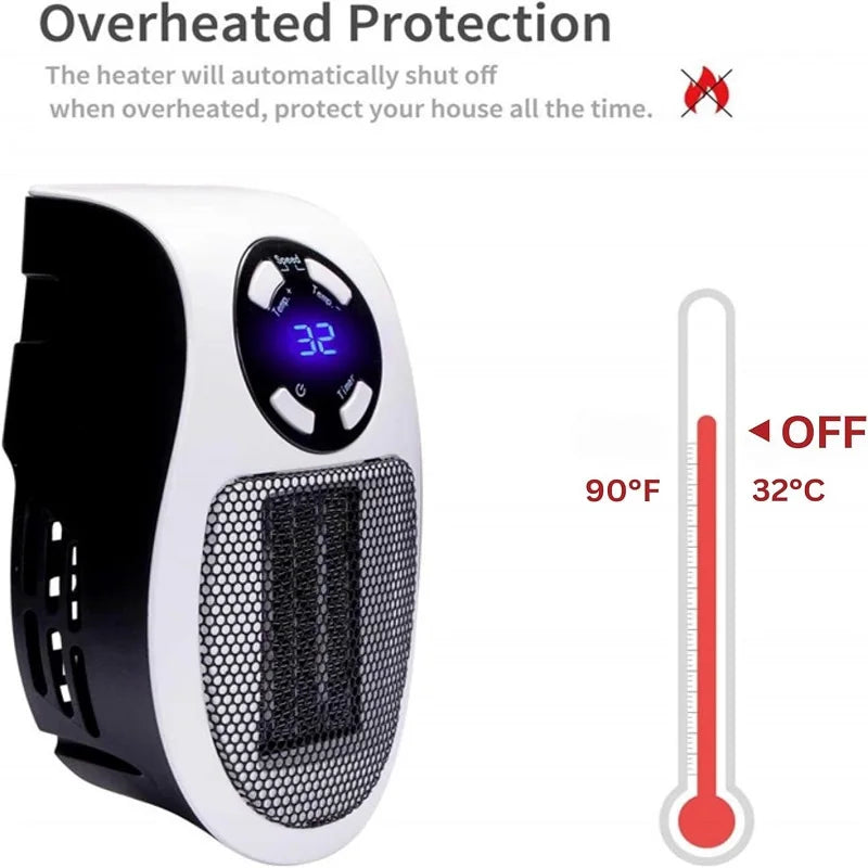 Eco Plug in Electric Heater Wall Outlet Space Heater with Energy Efficient Low Noise Room Heater Portable Heaters for Indoor Use